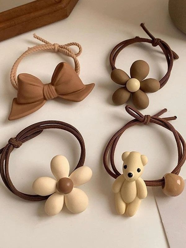 7pcs Women Flower & Bow Decor Cute Hair Tie For Hair Decoration _ SHEIN USA