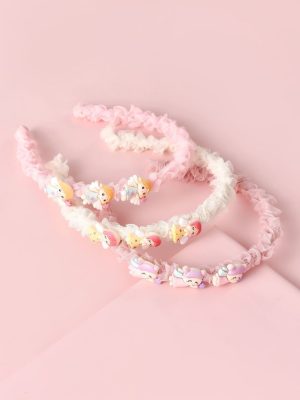 3pcs Girls Decor Mesh Hair Hoop